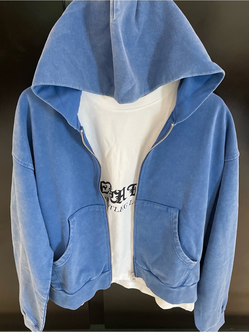 Zara Blue Zip-Up Hooded Sweater